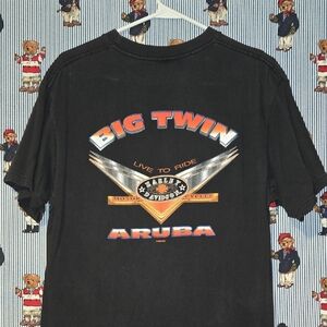 Vintage 2004 Harley-Davidson Big Twin Aruba T-shirt Medium Front Back Graphics